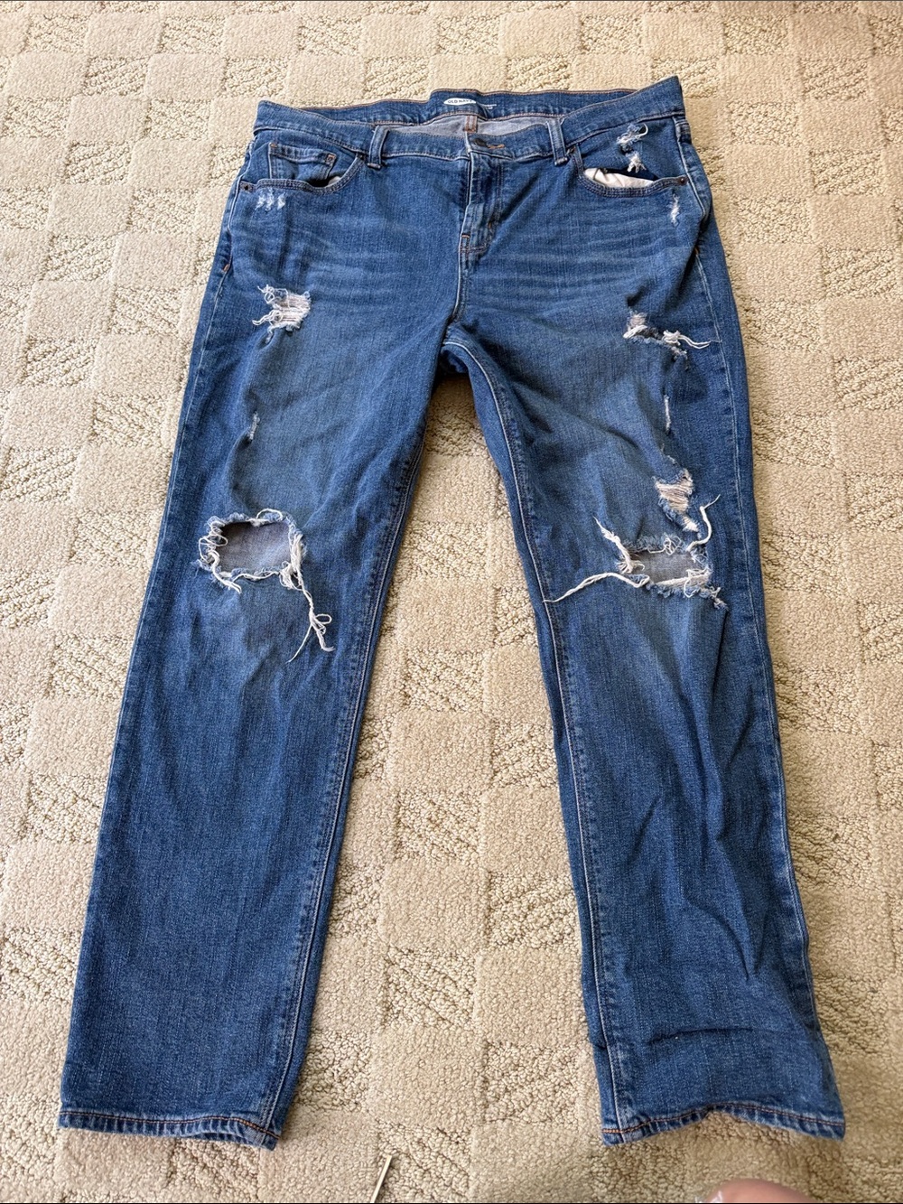 Distressed women’s boyfriend Blue Denim Jeans
